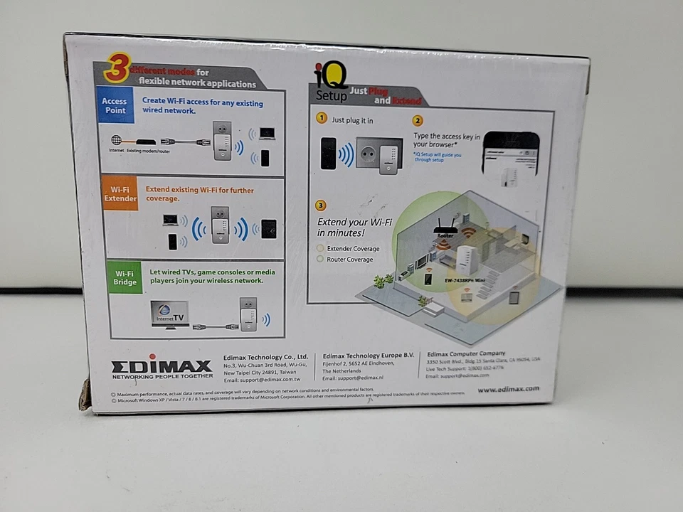EDIMAX EW-7438RPn Mini N300 Mini Wi-Fi Extender/Access Point/Wi-Fi Bridge - NIB - Image 4 of 4
