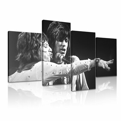 Rolling Stones Mick Jagger Keith Richards 4 Stück gespanntes Leinwandbild Wandbild