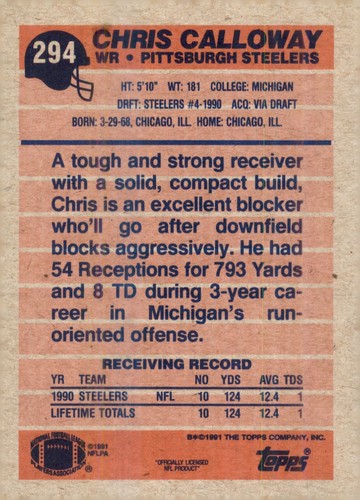 S8R1: 1991 Topps Football Card #s 1-319 - Picture 451 of 493