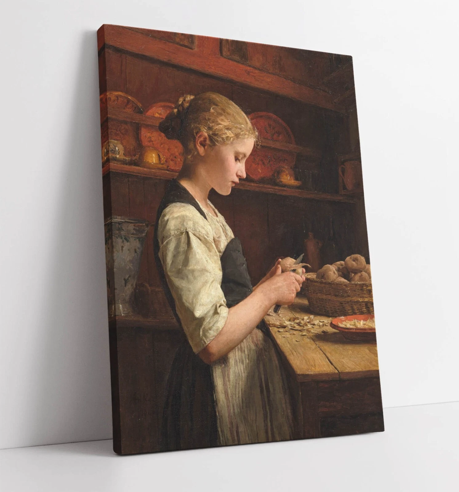ALBERT ANKER, THE LITTLE POTATO PEELER -CANVAS WALL ARTWORK PICTURE PRINT