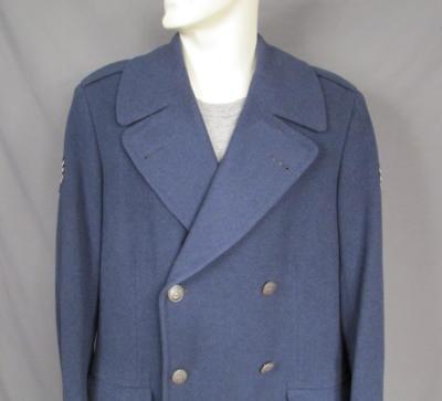 Vintage 1950s US Air Force Blue Wool Uniform Overcoat Coat USAF