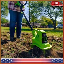 Cordless Garden Tiller Cultivator Electric Handheld Battery & Fast Charger Inc