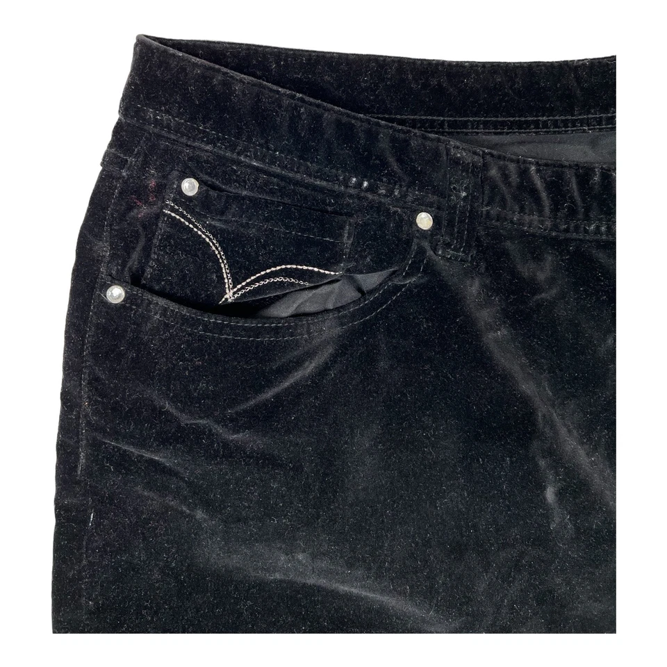 Pantalones Venezia Mujer’s 28 Negro Elegante Plata Bordado Terciopelo Foto 4 de 4