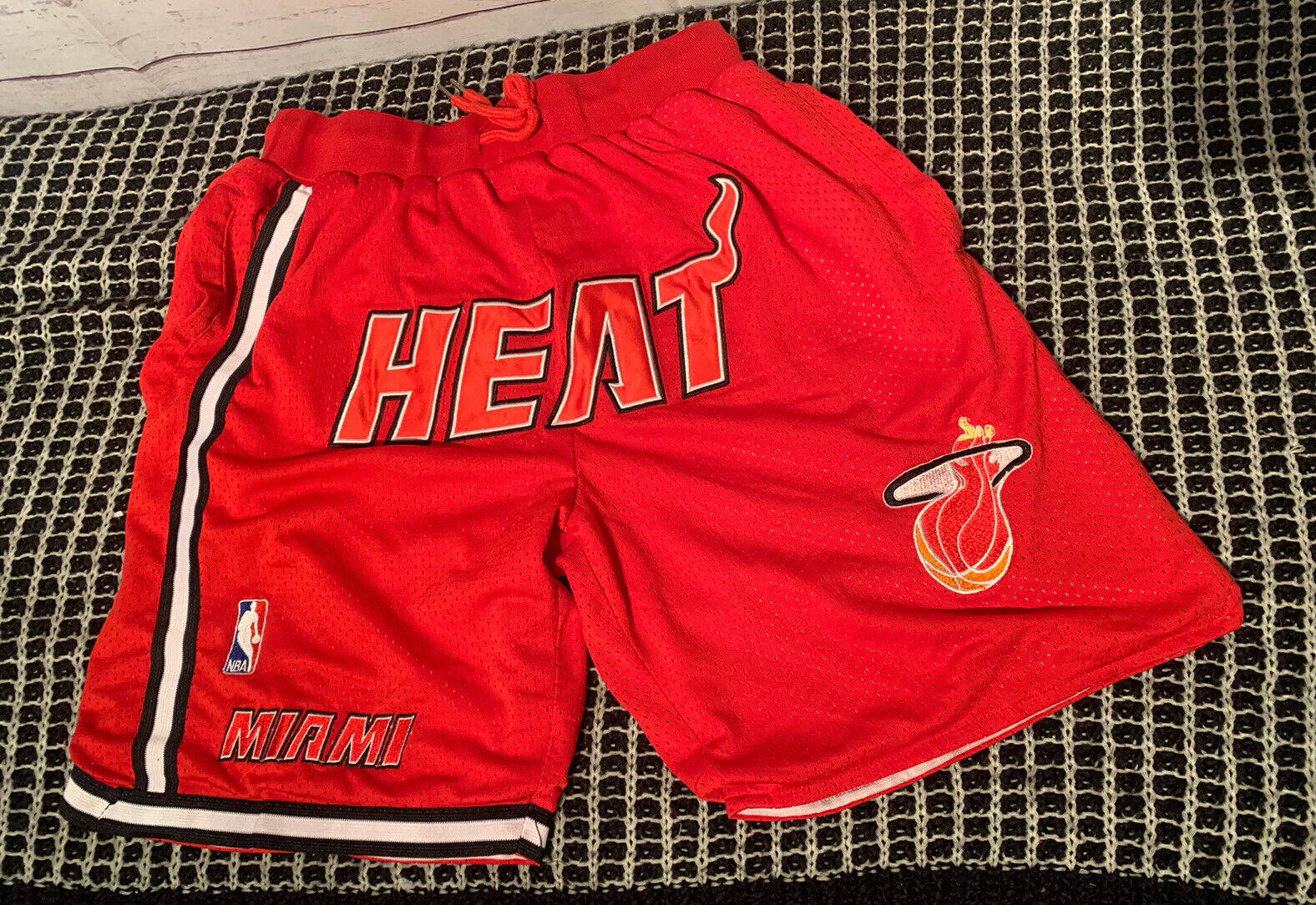 Men's Miami Heat Mitchell & Ness Black/Red Hardwood Classics 1996-97 Just  Don Shorts