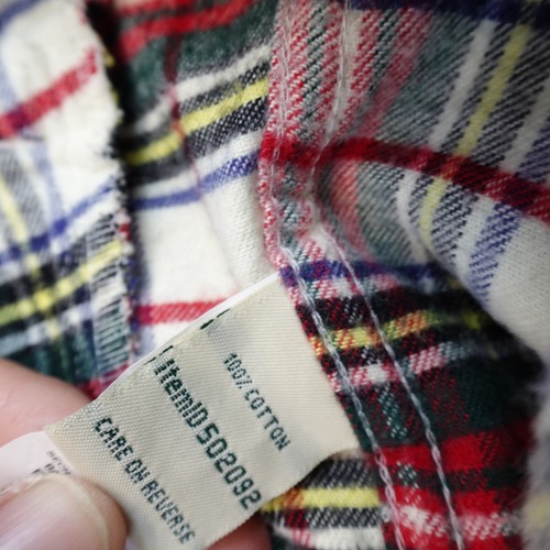 LL Bean Blue Hoodie Full Zip Flannel Plaid Women Medium Relaxed Jacket 502092 - Picture 6 of 7