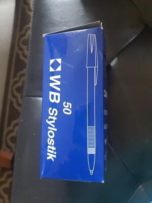 50 BLACK BALLPOINT PENS WB AIRFLOW CAP STYLOSTIK GREAT PRICE UK
