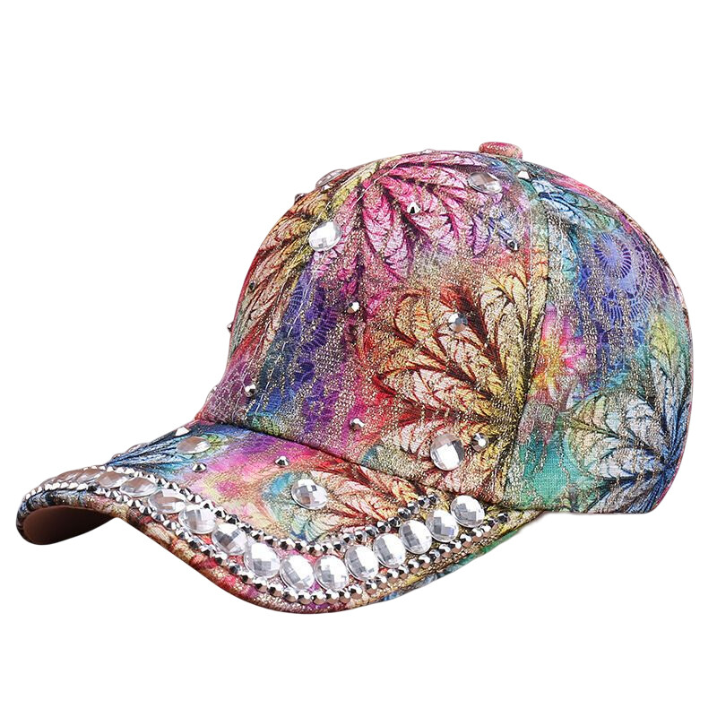 Women Crystal Baseball Cap Adjustable Casual Travel Lace 