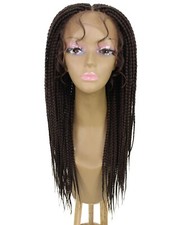 LUXLUXE Uyai Straight 23" 4X4 Hand-Tied Lace Braided Wig,BLT-0122, Medium Brown
