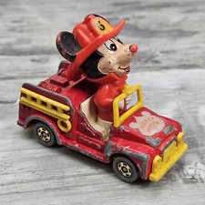 Walt Disney Tomy Toy Mickey Mouse 5 Fire Truck Red Engine Toy Diecast Vintage