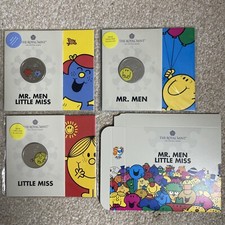 2021 Mr Men and Little Miss 3 Coin COLOURED Five 5 Pound Royal Mint Set Boxed