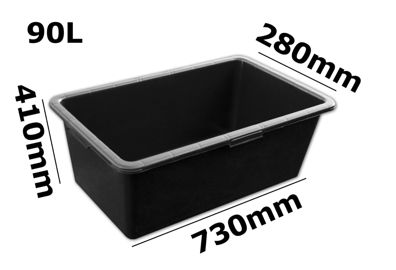 90L / 60L Water Trough Mixing Tub PVC Black Plastic Strong Sturdy UK