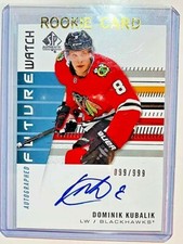19-20 SP Authentic #205 Dominik Kubalik FW Future Watch Autograp RC Blackhawks
