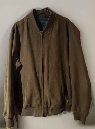 WEATHERPROOF BROWN FAUX-SUEDE BOMBER JACKET SIZE: L - Picture 2 of 8