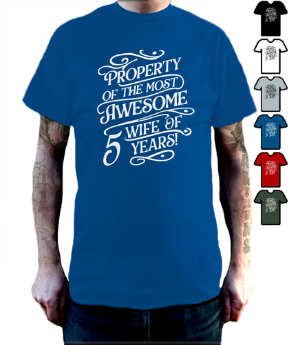 5 Year Wedding Anniversary T-Shirt | Couples Unisex Gift Tee Five Years Together - Picture 10 of 13