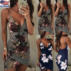 Women-Sexy-V-Neck-Floral-Bodycon-Evening-Party-Cocktail-Club-Short-Mini-Dress-US