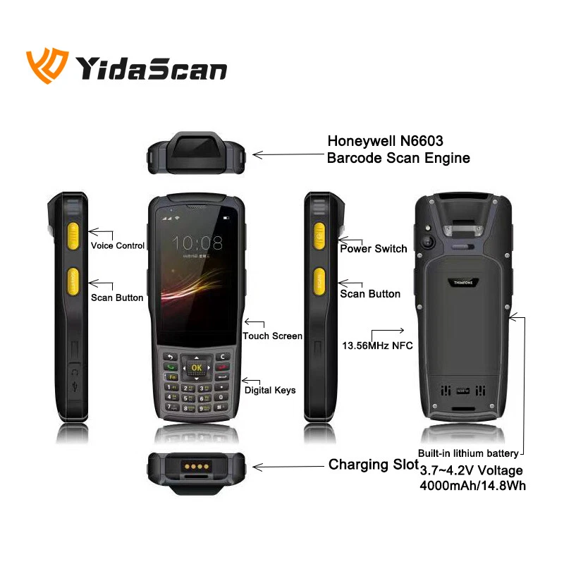 Android 9.0 Handheld PDA 1D 2D Honeywell QR Code Barcode Scanner NFC Terminal - Image 4 of 4