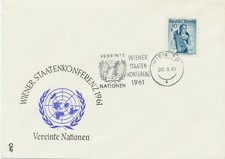 ÖSTERREICH 1961, seltene Maschinen-Sonderstempel „VEREINTE NATIONEN / WIENER 