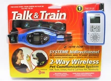 Talk & Train 2-Way Wireless Pet Dog Cat Training collar THN1-2V-LB Hear Now BLUE