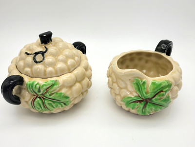 Antique Occupied Japan Cream And Sugar Set Grapes/ Vines 1945-1952