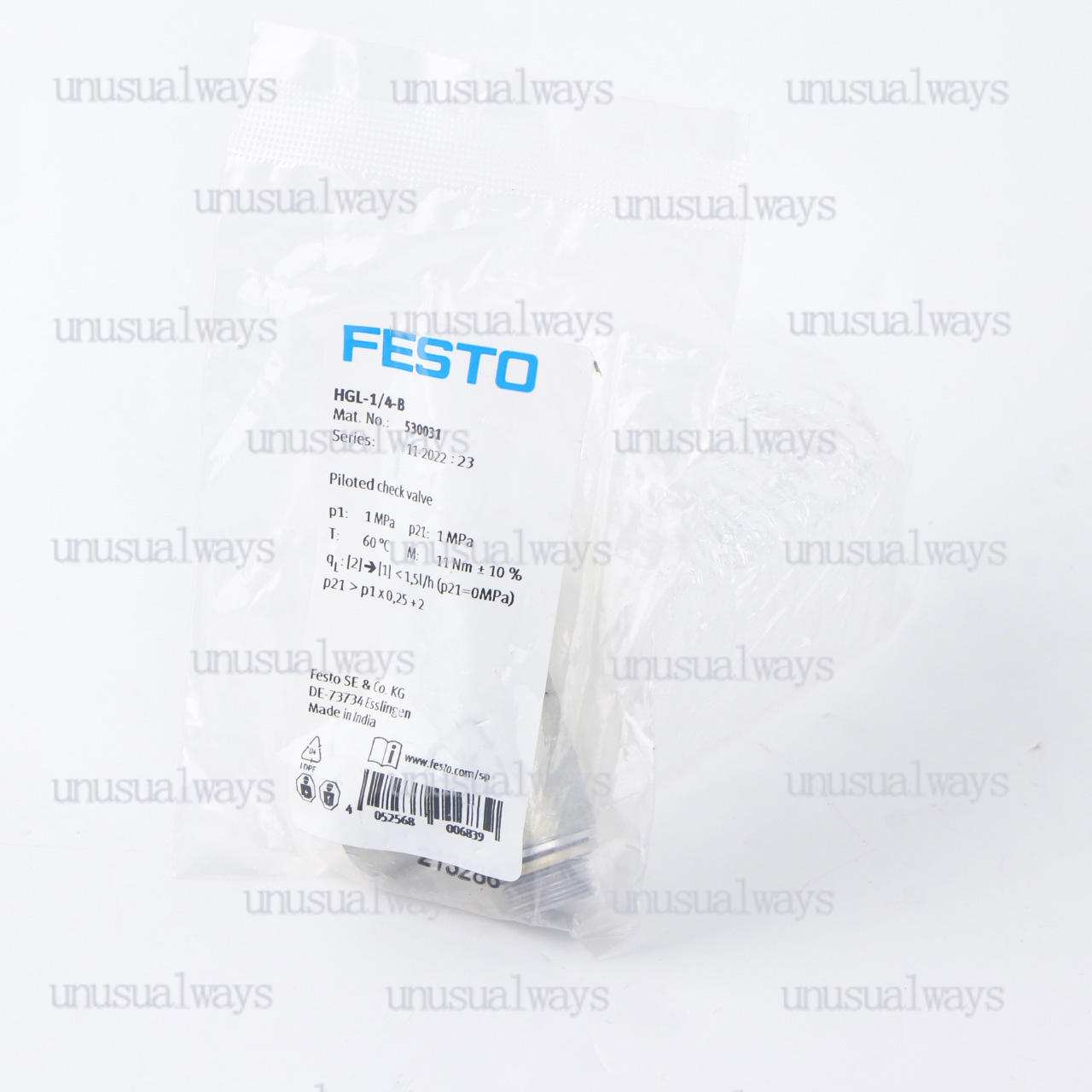 1PC FESTO check valve HGL-1/4-B 530031 New