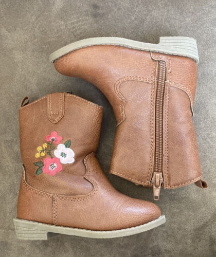 Carters Toddler Boots With Flowers; Size 4 - Picture 1 of 4