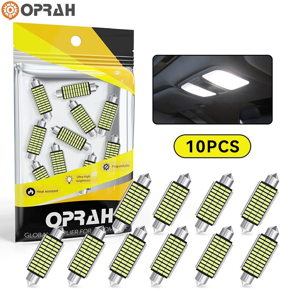 10PCS 41mm 3014 Super Bright White LED Car Interior Dome Light Festoon Bulbs 12v