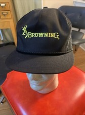 Vintage Browning Black Baseball Rope Snapback Hat Cap Arms Gun Deer Hunting