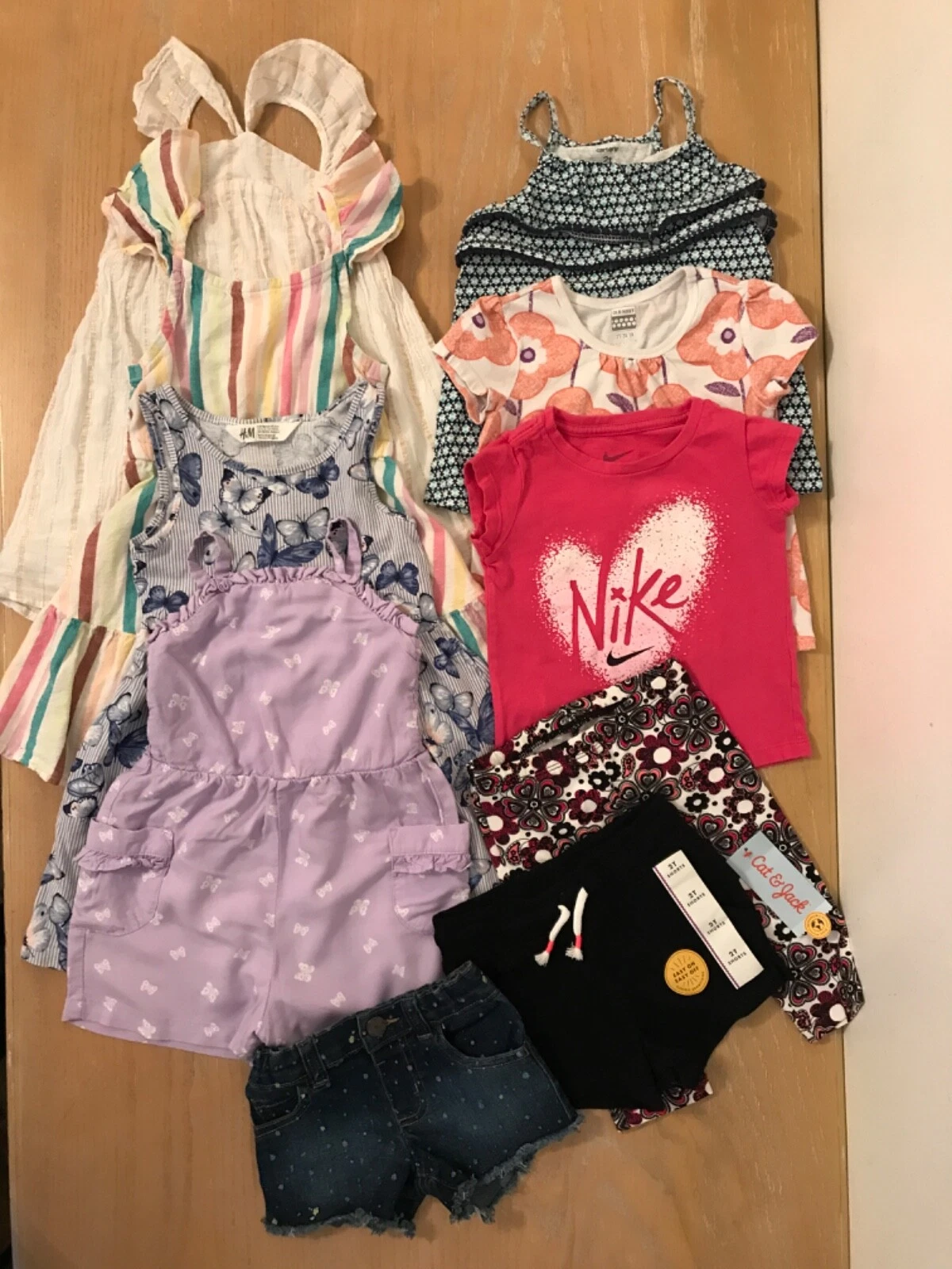 Cat & Jack/Carter's/Others Toddler Girls Clothing Lot of 10 (1 New) Size 2-4Y 2T