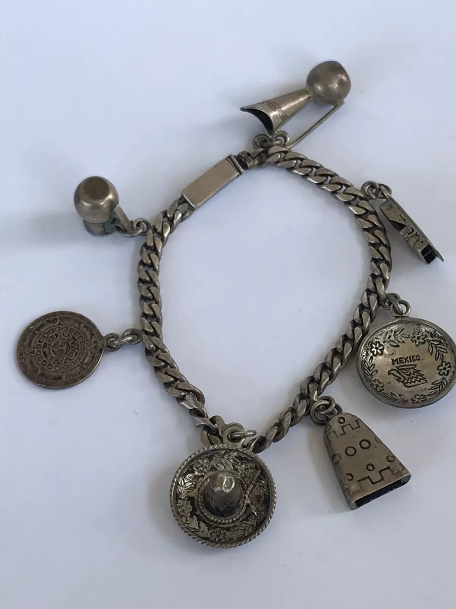 Vintage 1950'S Rosi Begudem Sterling Mexican Charm Bracelet