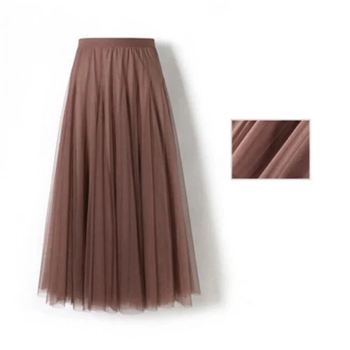 Damen Plissee Midi Rock Elastisch Hohe Taille Damen Netz Rock A-Linie Röcke - Bild 20 von 53