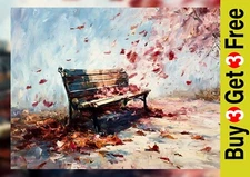 Lonely Park Bench Print 5"x7" on Matte Paper | Poetic Fall Landscape Artwork