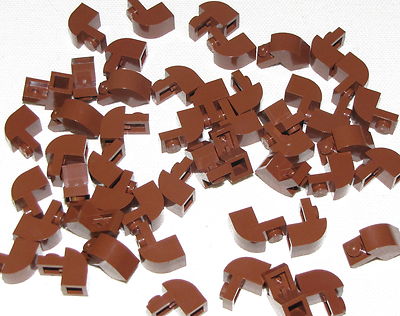 Lego Lot of 50 New Reddish Brown Bricks Modified 1 x 2 x 1 1/3 with Curved Top