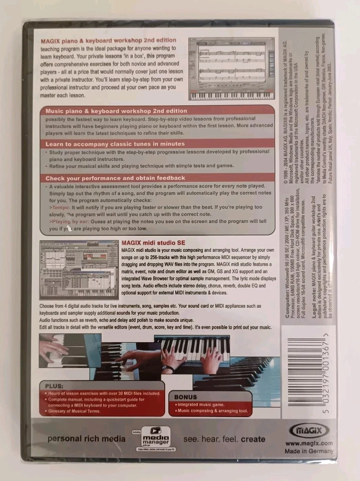 MAGIX Piano & Keyboard Workshop 2nd Edition Instruction Software PC CD-ROM NEW - Image 2 of 3
