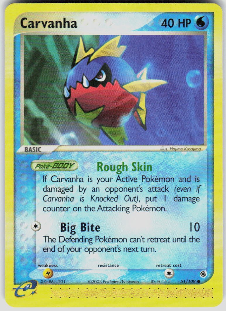 Carvanha 51/109 EX Ruby and Sapphire Pokemon