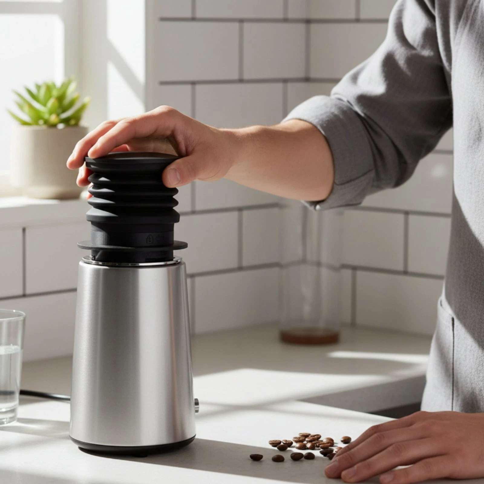 Coffee Grinder Bellows 2-in-1 Design Kitchen Appliance Accessory for Cafe