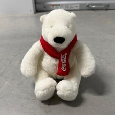 2007 Coca-Cola Polar Bear Plush Stuffed Animal Red Scarf Coke Promotional Toy