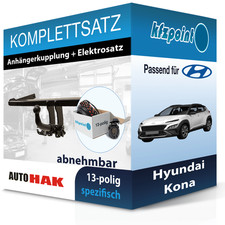 Für Hyundai Kona 17- AUTO HAK Anhängerkupplung abnehmbar + 13polig E-Satz FP