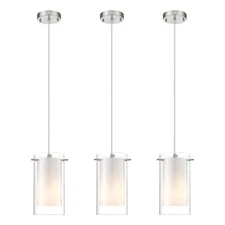3-Light Pendant Light, Indoor Glass Hanging Light Fixture, Adjustable Height,...