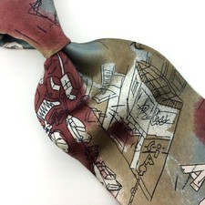 Moores Usa Made Tie Silk Graffiti Face Line Art Comic Architecture Building #I24