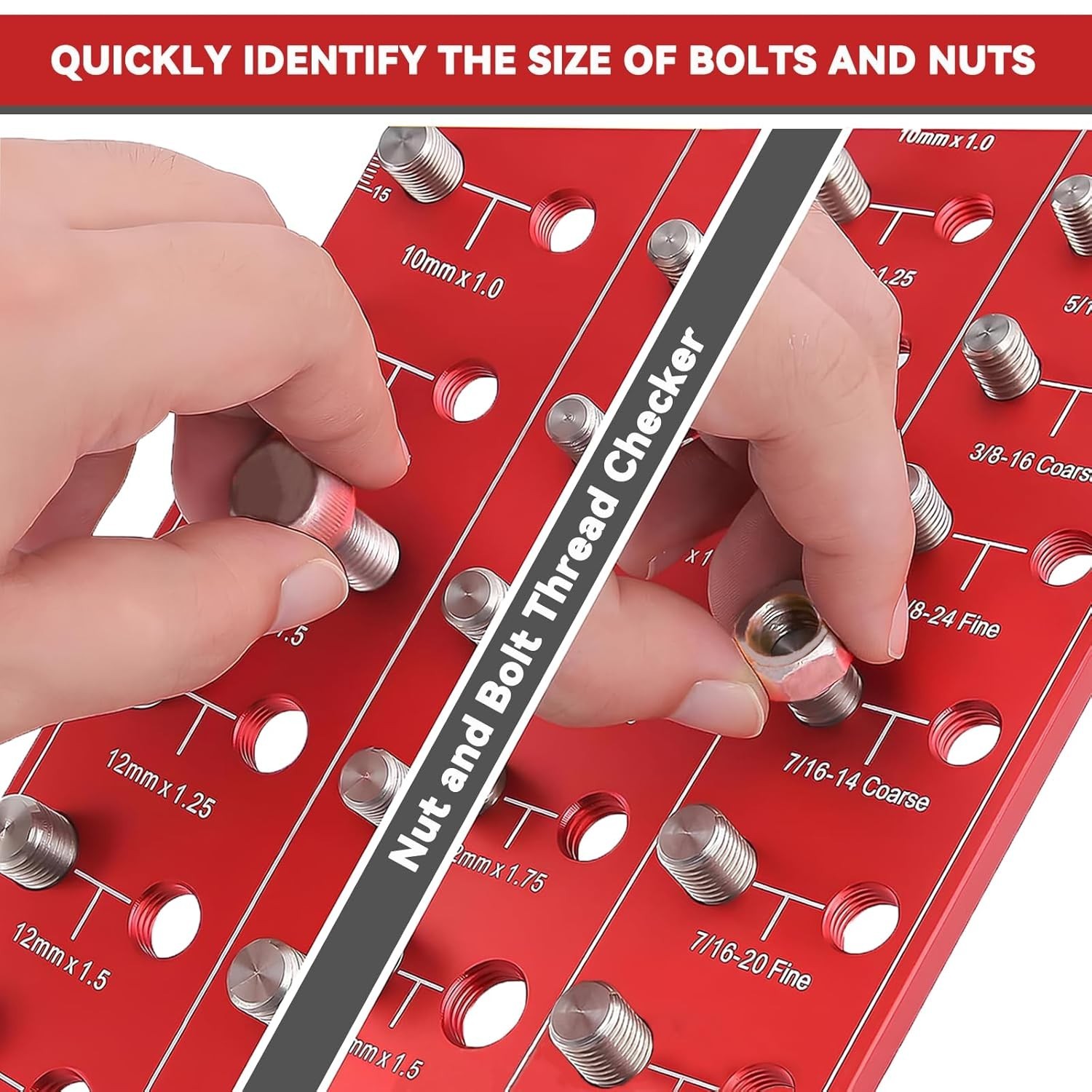42 Thread Nut and Bolt Size Gauge with Metric and Imperial Identifiers