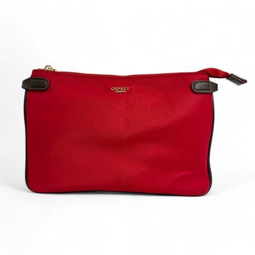 Red Nylon OSPREY LONDON Removable Strap Zip Clutch Crossbody Bag 10 x 7" E39
