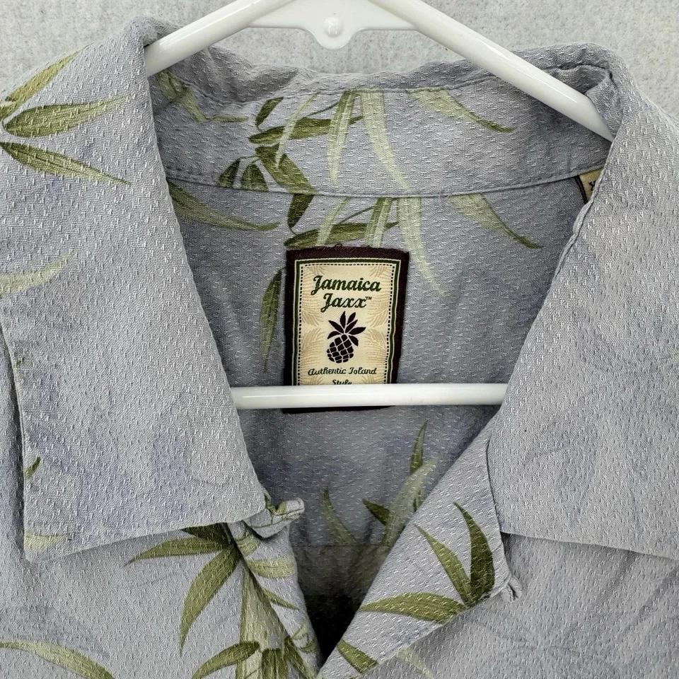 Camisa Jaxx Jamaica De Colección Para Hombres XXL Azul Floral Texturizada Aloha Camp Jacquard Foto 4 de 4