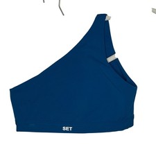 Set Active Sportbody One Shoulder Sports Bra Teal Blue Small Womens Activewear