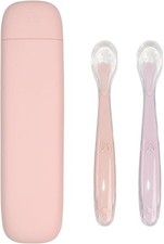 Silicone Baby Feeding Spoons with Storage Box, First Stage Infant Soft-Tip