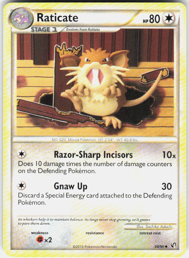 Raticate 34/90 Uncommon HGSS Undaunted Pokemon Lightly Played