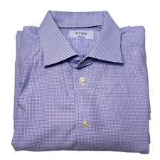 Eton Contemporary Dress Shirt Mens Size 18 46 White Spread Collar Long Sleeve