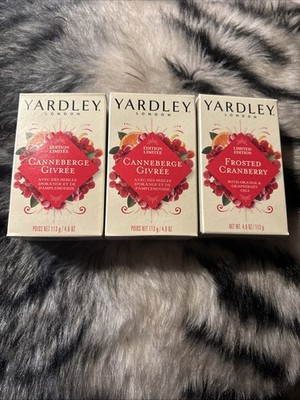 Yardley Limited Edition Frosted Cranberry Bar Soap, 4oz - Pack Of 3 Bars