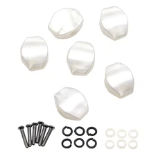 6Pcs Plastic Electric Guitar Tuning Pegs Buttons White Pearl Small Square Type