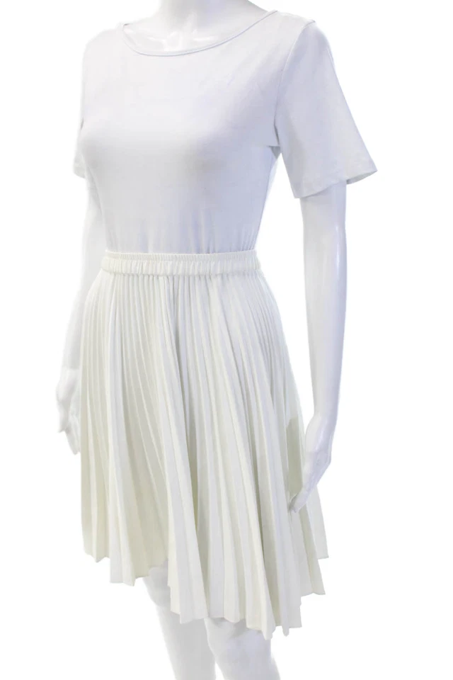 Club Monaco Womens Accordion Pleat Pull On A Line Skirt White Size 6 - Image 2 of 4