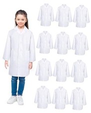 12 Pcs Unisex Kids Lab Coat Bulk Soft Kids Scrubs White Doctor Coat M Size